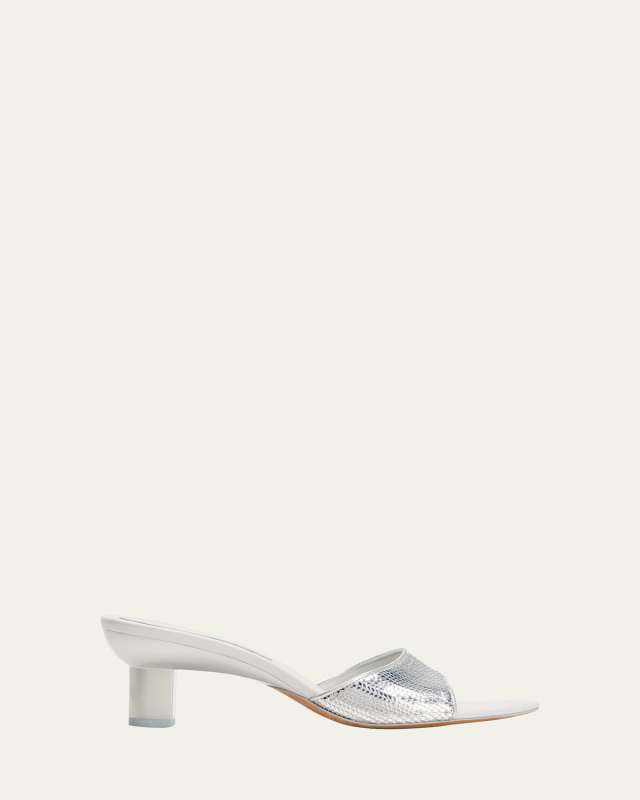 Verona Metallic Kitten-Heel Mule Sandals